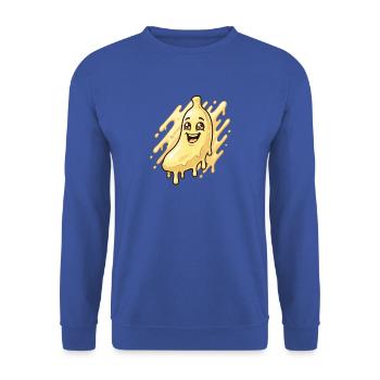 Lachender Blob Banane - Unisex Pullover - Royalblau - Vorne - Alina (178cm) & Michal (187cm)