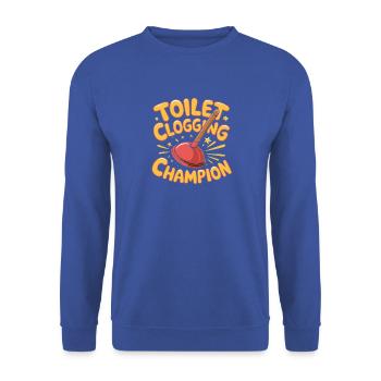  Toilet Clogging Champion Lustiger Klo Pömpel - Unisex Pullover - Royalblau - Vorne - Alina (178cm) & Michal (187cm)