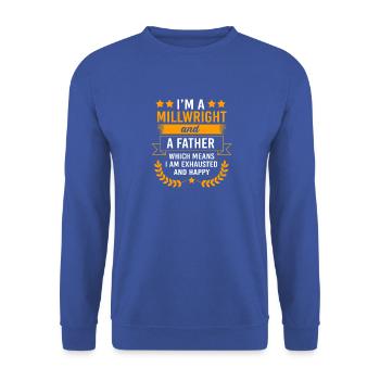 Mechaniker Maschinenbau CNC Schlosser - Unisex Pullover - Royalblau - Vorne - Alina (178cm) & Michal (187cm)