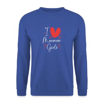 Mormonen Mädchen - Unisex Pullover - Royalblau - Vorne - Alina (178cm) & Michal (187cm)