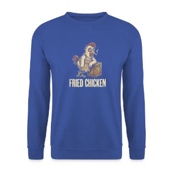 Retro Huhn: Gebratenes Hühnchen - Unisex Pullover - Royalblau - Vorne - Alina (178cm) & Michal (187cm)