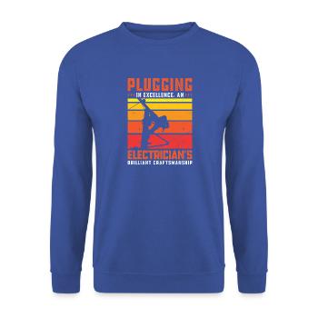 Elektriker Elektroniker Elektroinstallateur - Unisex Pullover - Royalblau - Vorne - Alina (178cm) & Michal (187cm)