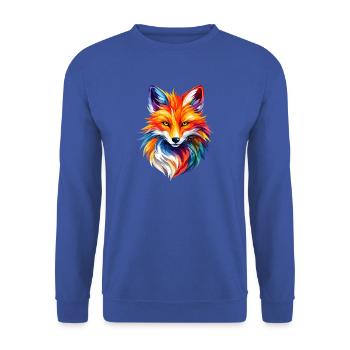 Colorful Fox Polygon Design – Moderne Fuchs Kunst - Unisex Pullover - Royalblau - Vorne - Alina (178cm) & Michal (187cm)