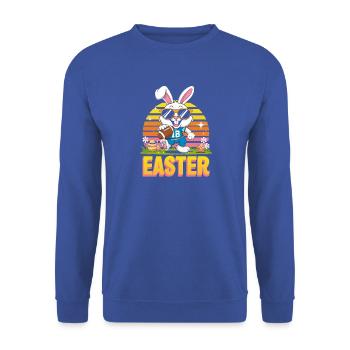  Easter Football Hase Mit Sonnenbrille Trikot 18 - Unisex Pullover - Royalblau - Vorne - Alina (178cm) & Michal (187cm)