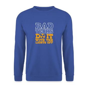 MRT Radiologe Radiologie Rad Tech Röntgen - Unisex Pullover - Royalblau - Vorne - Alina (178cm) & Michal (187cm)