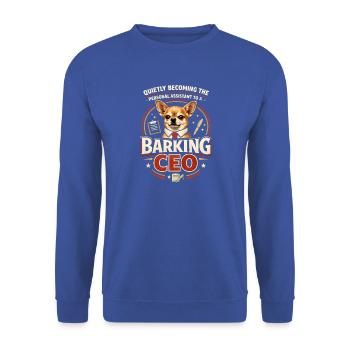 Assistent vom bellenden Chef | Chihuahua Büro - Unisex Pullover - Royalblau - Vorne - Alina (178cm) & Michal (187cm)