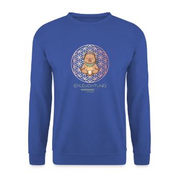 Erleuchtung loading – Funny Capybara Yoga Geschenk - Unisex Pullover - Royalblau - Vorne - Alina (178cm) & Michal (187cm)