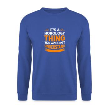 Uhr Uhrwerk - Unisex Pullover - Royalblau - Vorne - Alina (178cm) & Michal (187cm)