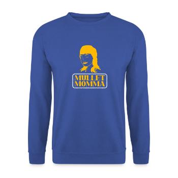 Vokuhila Haarschnitt Mullet - Unisex Pullover - Royalblau - Vorne - Alina (178cm) & Michal (187cm)