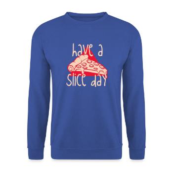 Hab einen Slice Day - Unisex Pullover - Royalblau - Vorne - Alina (178cm) & Michal (187cm)