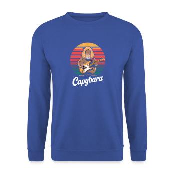  Capybara Retro Rock Gitarre Lustiges Musik - Unisex Pullover - Royalblau - Vorne - Alina (178cm) & Michal (187cm)