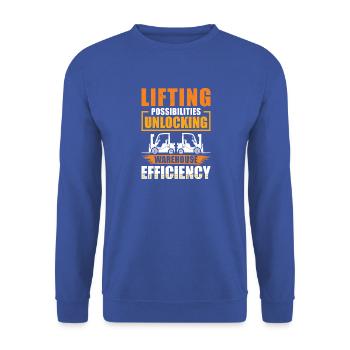 Forklift Driver English Saying Forklift - Unisex Sweatshirt - royal blue - Front - Alina (178cm) & Michal (187cm)
