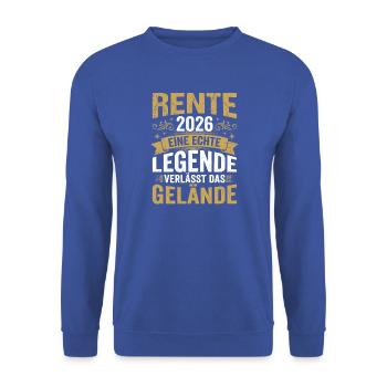 Rente 2026 Eine echte Legende - Unisex Pullover - Royalblau - Vorne - Alina (178cm) & Michal (187cm)