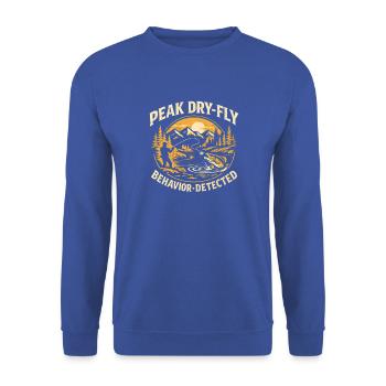 Maximales Fliegenfischen-Verhalten | Bergbach - Unisex Pullover - Royalblau - Vorne - Alina (178cm) & Michal (187cm)