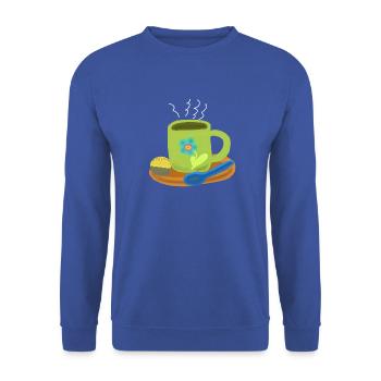 Tasse Kaffee Praline Konditor Genuss  - Unisex Pullover - Royalblau - Vorne - Alina (178cm) & Michal (187cm)