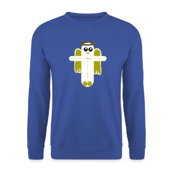 Kreuz Kruzifix Engel Beschützer - Unisex Pullover - Royalblau - Vorne - Alina (178cm) & Michal (187cm)