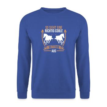 Reiten Pferdeliebhaber Reiterhof Pferde - Unisex Pullover - Royalblau - Vorne - Alina (178cm) & Michal (187cm)