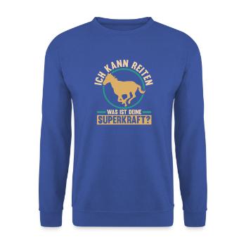 Reiten Pferdeliebhaber Reiterhof Pferde - Unisex Pullover - Royalblau - Vorne - Alina (178cm) & Michal (187cm)