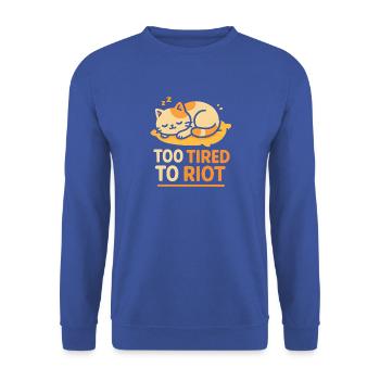 Zu müde zum Aufstand | Schlafkatze Humor - Unisex Pullover - Royalblau - Vorne - Alina (178cm) & Michal (187cm)