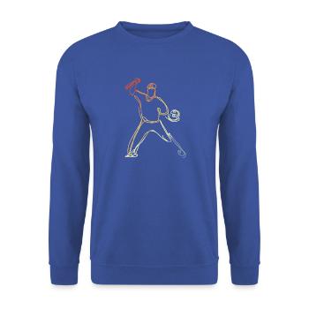 Baseballer Vintage Look - Unisex Pullover - Royalblau - Vorne - Alina (178cm) & Michal (187cm)
