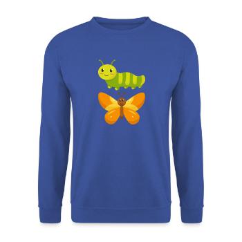 Raupe zu Schmetterling - Unisex Pullover - Royalblau - Vorne - Alina (178cm) & Michal (187cm)