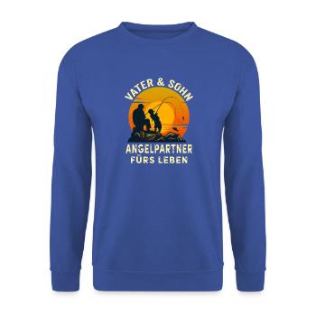 Vater & Sohn Angelpartner fürs Leben Angeln - Unisex Pullover - Royalblau - Vorne - Alina (178cm) & Michal (187cm)