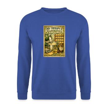 Verseifte Therapie | Seifenherstellung - Unisex Pullover - Royalblau - Vorne - Alina (178cm) & Michal (187cm)
