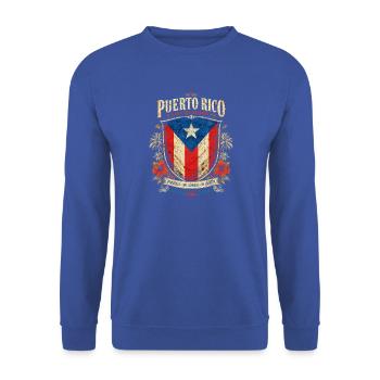 Puerto Rico Vintage Shield - Unisex Pullover - Royalblau - Vorne - Alina (178cm) & Michal (187cm)