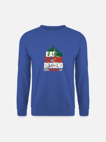 Eat Climb Descend Repeat Road Cycling Mountain Hum - Unisex Pullover - Royalblau