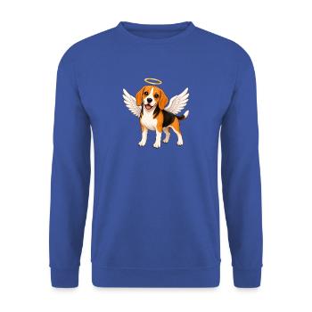 Beagle Engel Flügel Heiligenschein Andenken  - Unisex Pullover - Royalblau - Vorne - Alina (178cm) & Michal (187cm)