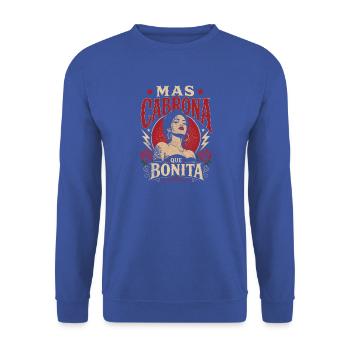 Mas Cabrona Que Bonita Retro Mujer - Unisex Pullover - Royalblau - Vorne - Alina (178cm) & Michal (187cm)
