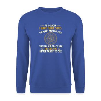 Krebs Drei-Seiten-Sternkreis-Horoskop - Unisex Pullover - Royalblau - Vorne - Alina (178cm) & Michal (187cm)