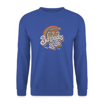 Barbados 2026 Retro Küsten Vibes - Unisex Pullover - Royalblau - Vorne - Alina (178cm) & Michal (187cm)