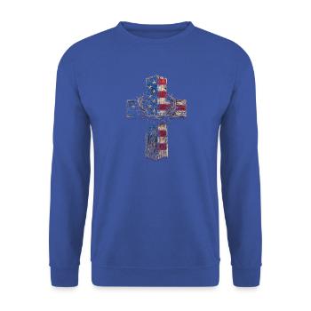 Flaggenkreuz mit Dornenkrone - Unisex Pullover - Royalblau - Vorne - Alina (178cm) & Michal (187cm)
