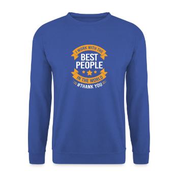 Mitarbeiter der Woche Mitarbeiter des Monats - Unisex Pullover - Royalblau - Vorne - Alina (178cm) & Michal (187cm)