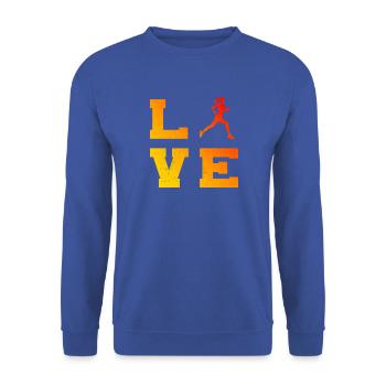 Geschenkidee für eine Running mit Running - Unisex Pullover - Royalblau - Vorne - Alina (178cm) & Michal (187cm)