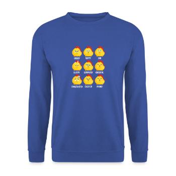 Hühnerflüsterer Huhn Hühnerhalter Hühner - Unisex Pullover - Royalblau - Vorne - Alina (178cm) & Michal (187cm)