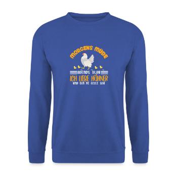 Hühnerflüsterer Huhn Hühnerhalter Hühner - Unisex Pullover - Royalblau - Vorne - Alina (178cm) & Michal (187cm)
