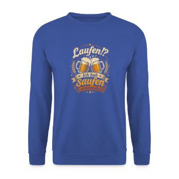 Prost Moment: Klirrende Freundschaft - Unisex Pullover - Royalblau - Vorne - Alina (178cm) & Michal (187cm)