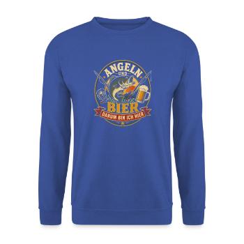 Angeln und Bier Logo - Unisex Pullover - Royalblau - Vorne - Alina (178cm) & Michal (187cm)