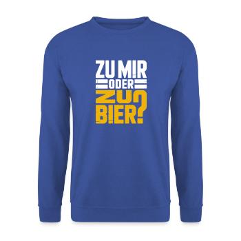 Bier Zu Mir Oder Zu Bier Flirt Single Party Malle - Unisex Pullover - Royalblau - Vorne - Alina (178cm) & Michal (187cm)