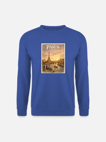 Pariser Seine Vintage-Reiseplakat - Unisex Pullover - Royalblau