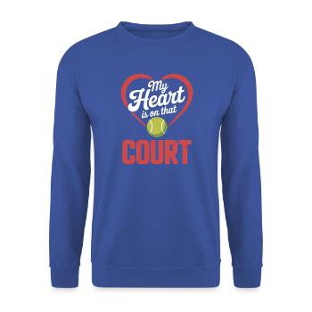 Tennis Sprüche Tennis Lustiges Tennis Geschenk - Unisex Pullover - Royalblau - Vorne - Alina (178cm) & Michal (187cm)