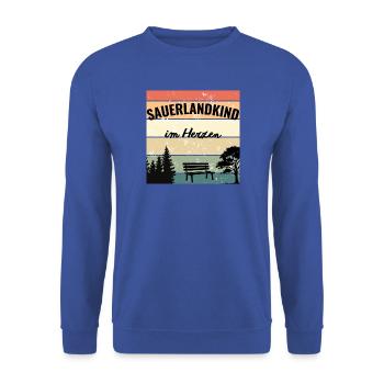 Sauerlandkind im Herzen - Unisex Pullover - Royalblau - Vorne - Alina (178cm) & Michal (187cm)
