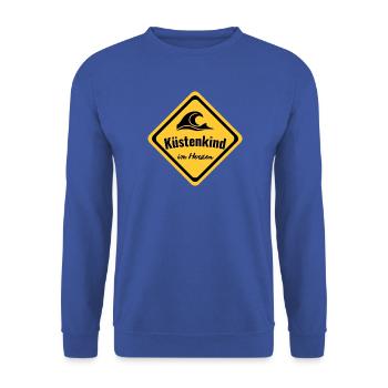 Küstenkind im Herzen - Unisex Pullover - Royalblau - Vorne - Alina (178cm) & Michal (187cm)