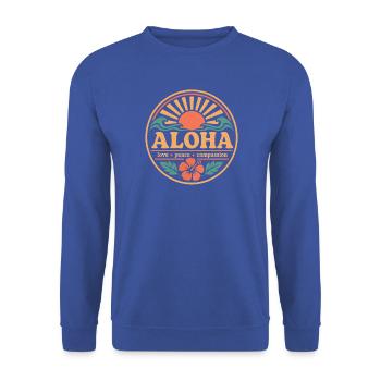 Aloha Frieden Mitgefühl - Unisex Pullover - Royalblau - Vorne - Alina (178cm) & Michal (187cm)