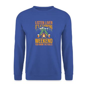 Camping Bonfire Camp Life Forest Camper - Unisex Pullover - Royalblau - Vorne - Alina (178cm) & Michal (187cm)