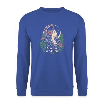 Mana-Wahine-Mond - Unisex Pullover - Royalblau - Vorne - Alina (178cm) & Michal (187cm)