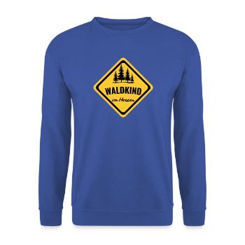 Waldkind im Herzen – Naturverbunden - Unisex Pullover - Royalblau - Vorne - Alina (178cm) & Michal (187cm)