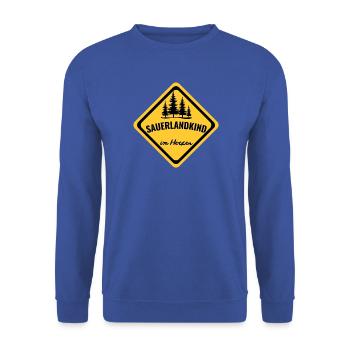 Sauerlandkind im Herzen - Unisex Pullover - Royalblau - Vorne - Alina (178cm) & Michal (187cm)